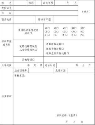 機(jī)動車駕駛員培訓(xùn)學(xué)員登記表